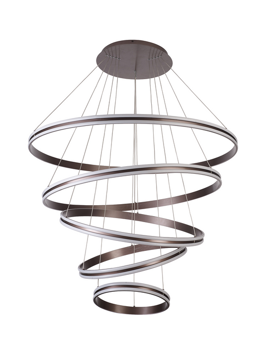 C-Lighting Circles Pendant, 5 Tier 150W LED, 3500K, 6800lm, Triac Dimmable, Coffee, 3yrs Warranty - 60844