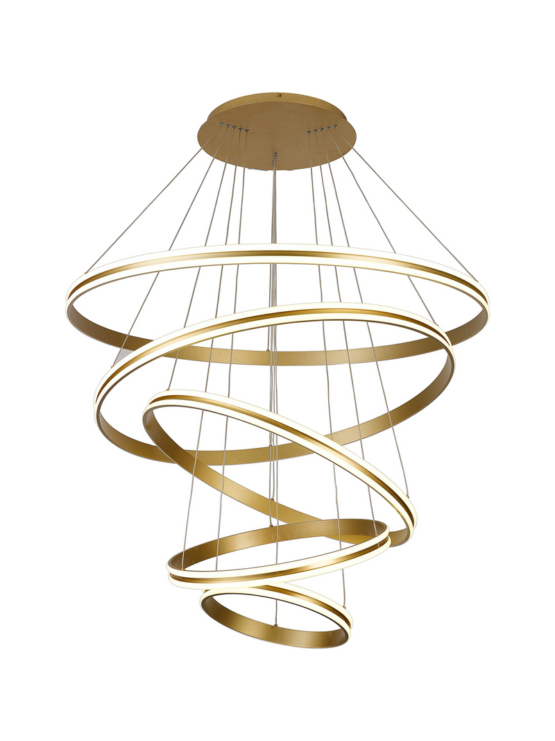 Load image into Gallery viewer, C-Lighting Circles Pendant, 5 Tier 150W LED, 3500K, 6800lm, Triac Dimmable, Sand Gold, 3yrs Warranty - 60843
