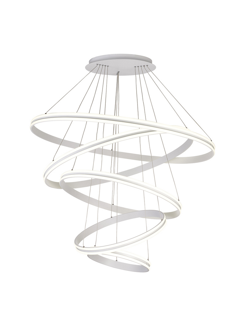 Load image into Gallery viewer, C-Lighting Circles Pendant, 5 Tier 150W LED, 4000K, 6800lm, Triac Dimmable, Matt White, 3yrs Warranty - 60841
