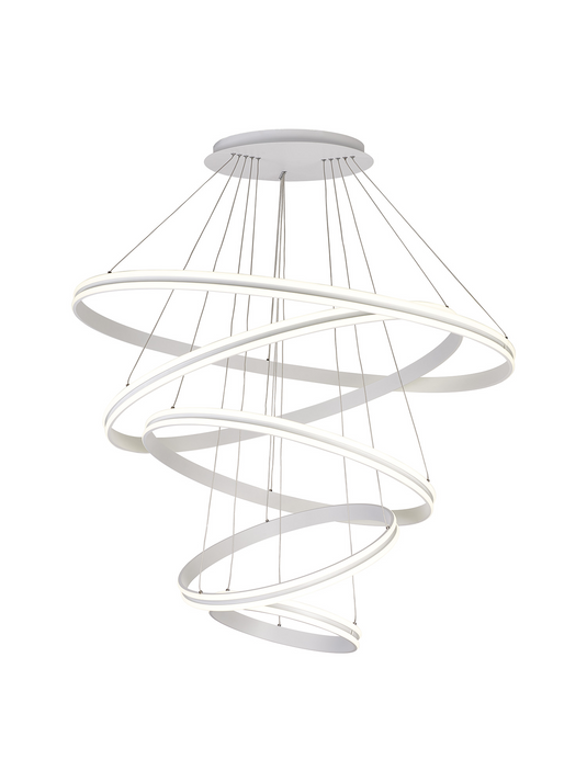C-Lighting Circles Pendant, 5 Tier 150W LED, 4000K, 6800lm, Triac Dimmable, Matt White, 3yrs Warranty - 60841