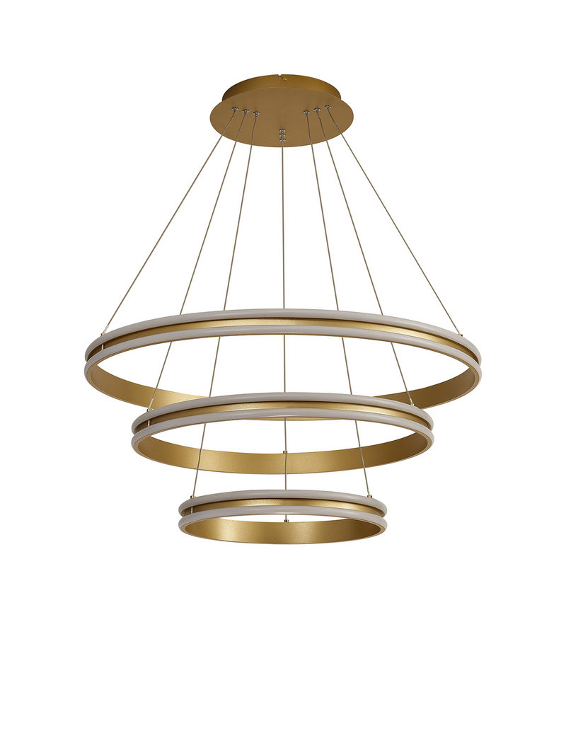 Load image into Gallery viewer, C-Lighting Circles Pendant, 3 Tier 50W,30W, 20W LED, 3500K, 5470lm, Dimmable, Sand Gold, 3yrs Warranty - 60840

