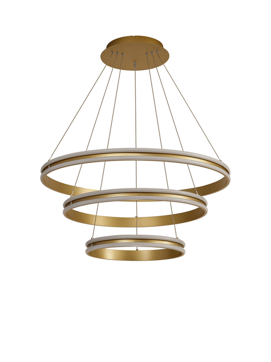 C-Lighting Circles Pendant, 3 Tier 50W,30W, 20W LED, 3500K, 5470lm, Dimmable, Sand Gold, 3yrs Warranty - 60840