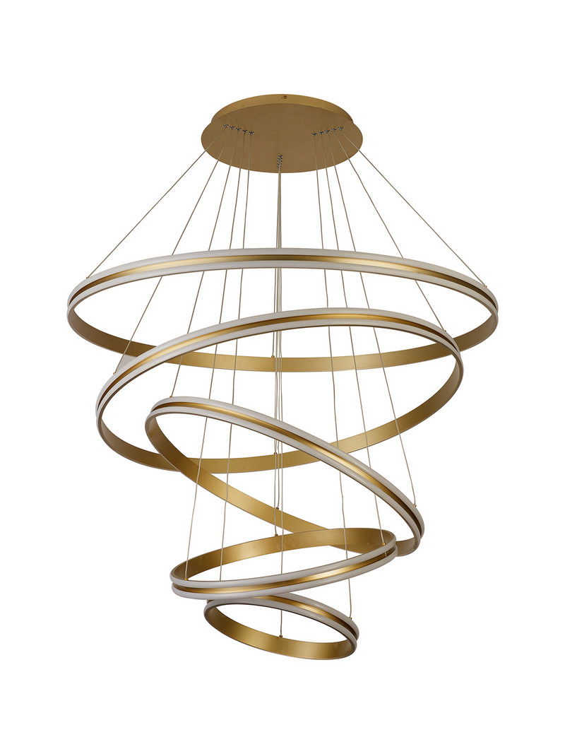 Load image into Gallery viewer, C-Lighting Circles Pendant, 5 Tier 150W LED, 3500K, 6800lm, Triac Dimmable, Sand Gold, 3yrs Warranty - 60843
