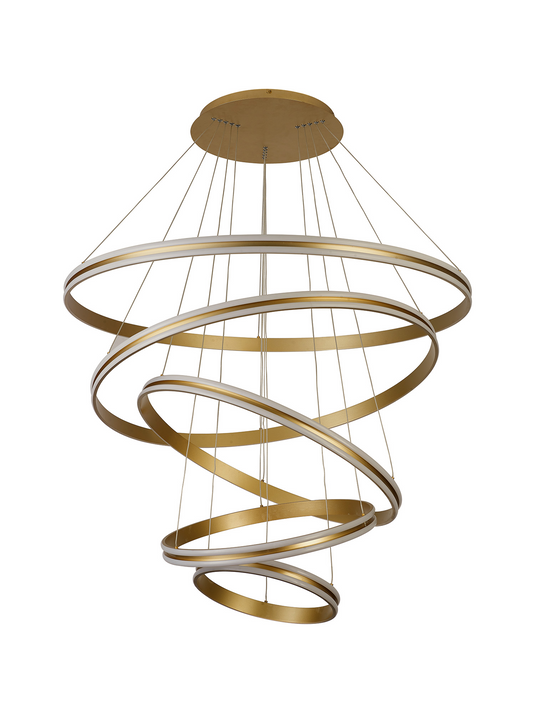 C-Lighting Circles Pendant, 5 Tier 150W LED, 3500K, 6800lm, Triac Dimmable, Sand Gold, 3yrs Warranty - 60843