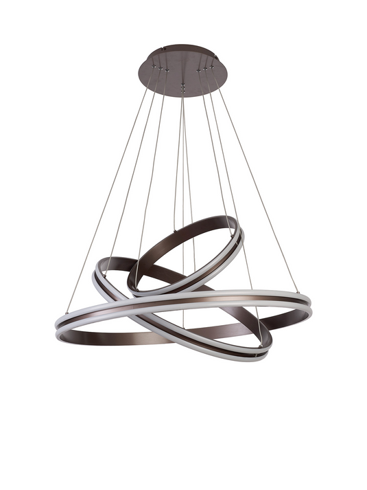 C-Lighting Circles Pendant, 3 Tier 50W,30W,20W LED, 3500K, 5470lm, Triac Dimmable, Coffee, 3yrs Warranty - 60838