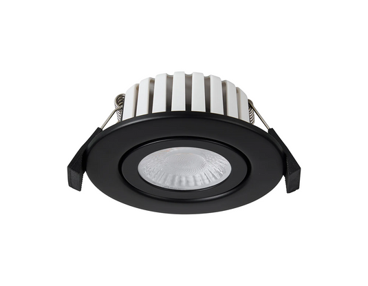 C-Lighting Francisco , Triac Dimmable CCT LED Fire Rated Adjustable Downlight, Matt Black, Cut Out: 70mm, 700lm, 60°, DRIVER INC., IP65 - 61552