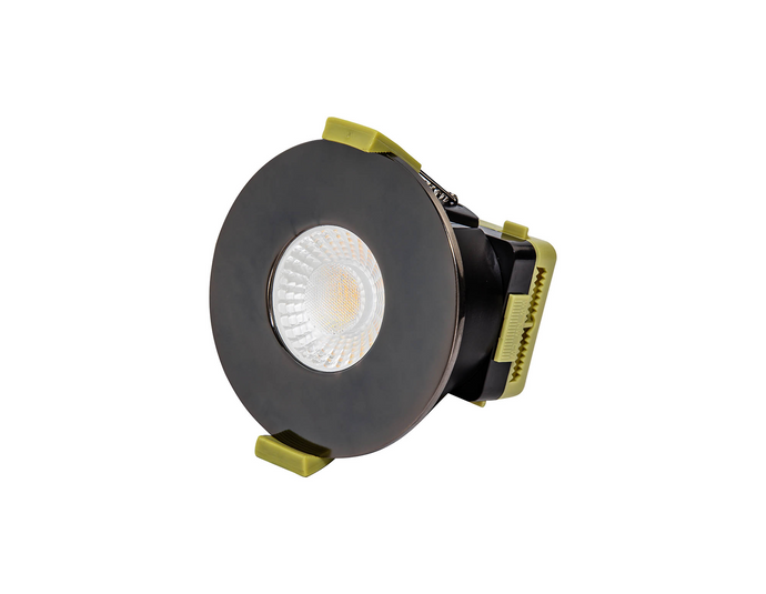 C-Lighting Vauxhall 8W Dimmable CCT LED Fire Rated Downlight Black Chrome Fascia IP65 - 42502