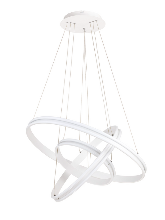 C-Lighting Circles Pendant, 3 Light 50W,30W,20W LED, 4000K, 5470lm, Dimmable, Matt White, 3yrs Warranty - 29192