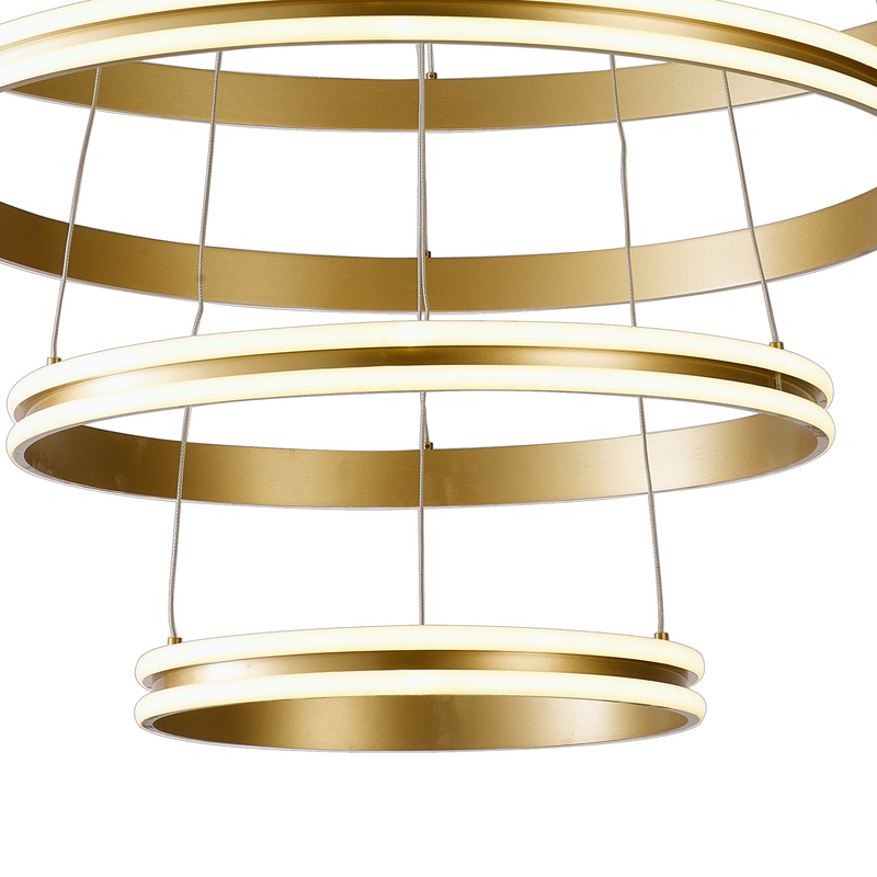 Load image into Gallery viewer, C-Lighting Circles Pendant, 5 Tier 150W LED, 3500K, 6800lm, Triac Dimmable, Sand Gold, 3yrs Warranty - 60843
