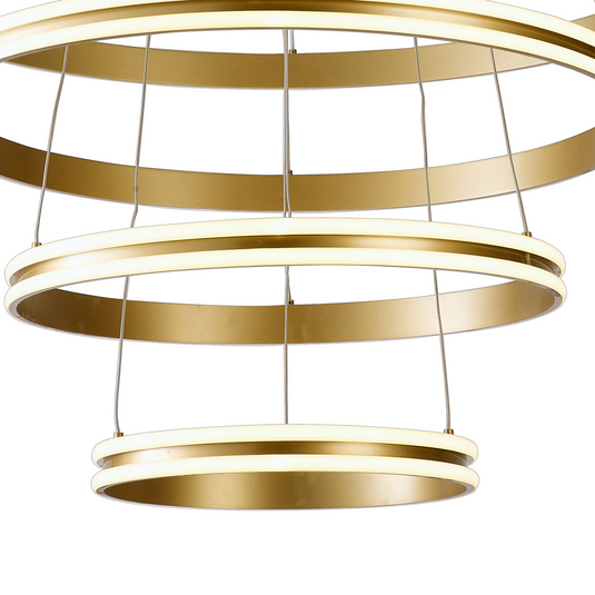 C-Lighting Circles Pendant, 5 Tier 150W LED, 3500K, 6800lm, Triac Dimmable, Sand Gold, 3yrs Warranty - 60843