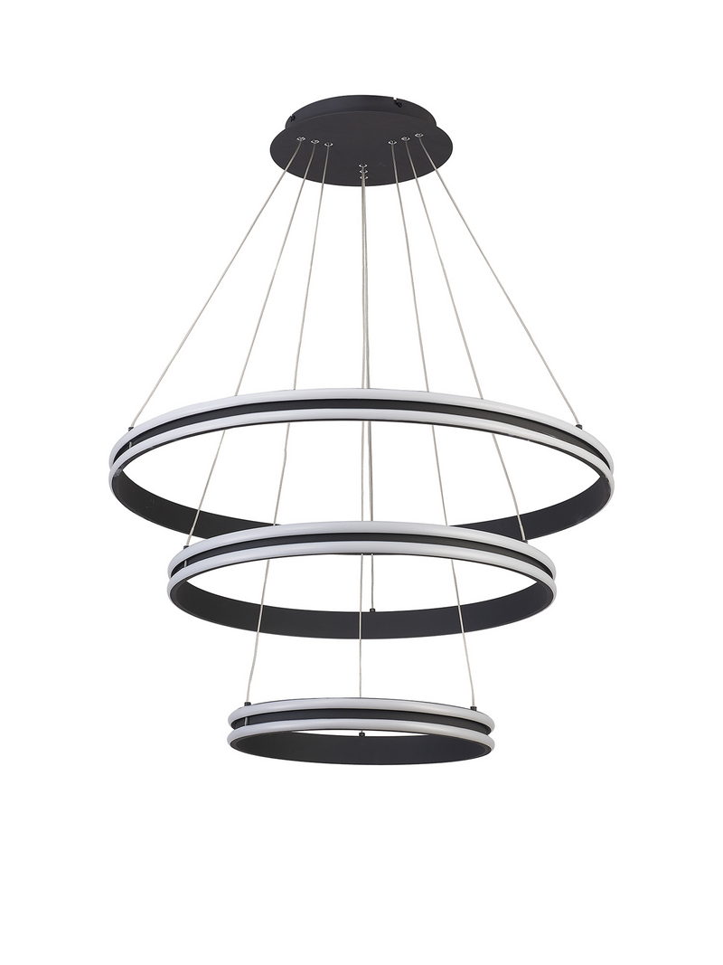 Load image into Gallery viewer, C-Lighting Circles Pendant, 3 Tier 50W,30W,20W LED, 4000K, 5470lm, Triac Dimmable, Graphite, 3yrs Warranty - 60839
