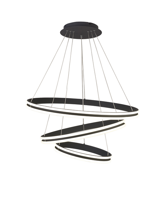 C-Lighting Circles Pendant, 3 Tier 50W,30W,20W LED, 4000K, 5470lm, Triac Dimmable, Graphite, 3yrs Warranty - 60839