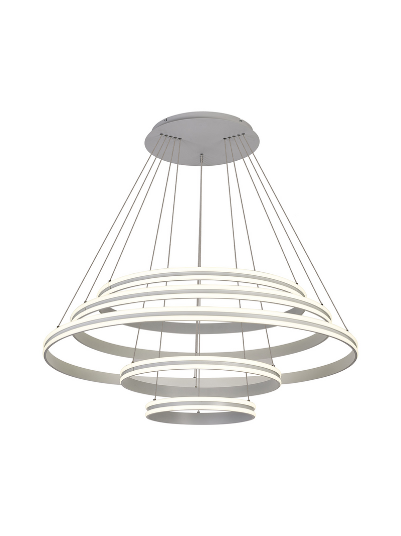 Load image into Gallery viewer, C-Lighting Circles Pendant, 5 Tier 150W LED, 4000K, 6800lm, Triac Dimmable, Matt White, 3yrs Warranty - 60841
