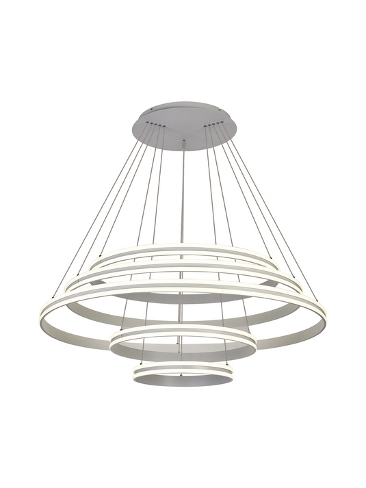 C-Lighting Circles Pendant, 5 Tier 150W LED, 4000K, 6800lm, Triac Dimmable, Matt White, 3yrs Warranty - 60841