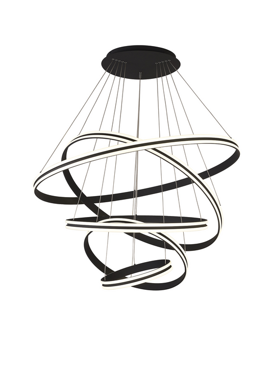 C-Lighting Circles Pendant, 5 Tier 150W LED, 4000K, 6800lm, Triac Dimmable, Graphite, 3yrs Warranty - 60842