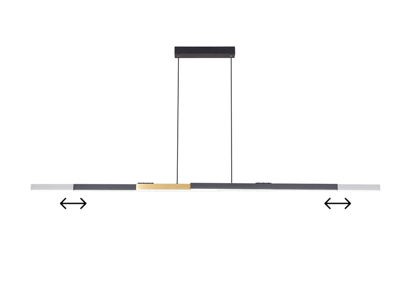 Load image into Gallery viewer, C-Lighting Hayling Expandable Linear Pendant , 40W LED, Remote Control CCT Tuneable White 3000K-6000K, 1800lm, Satin Black/Gold, 3yrs Warranty - 60739
