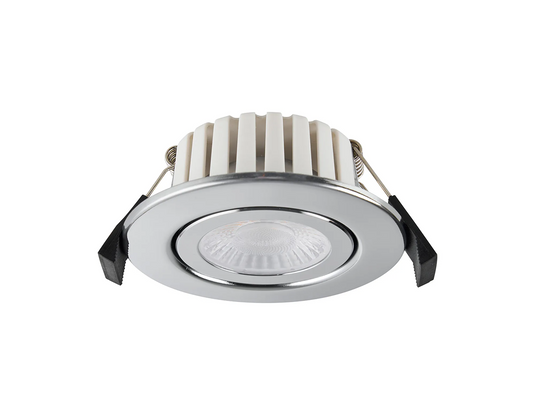 C-Lighting Francisco , Triac Dimmable CCT LED Fire Rated Adjustable Downlight, Chrome, Cut Out: 70mm, 700lm, 60°, DRIVER INC., IP65 - 61549