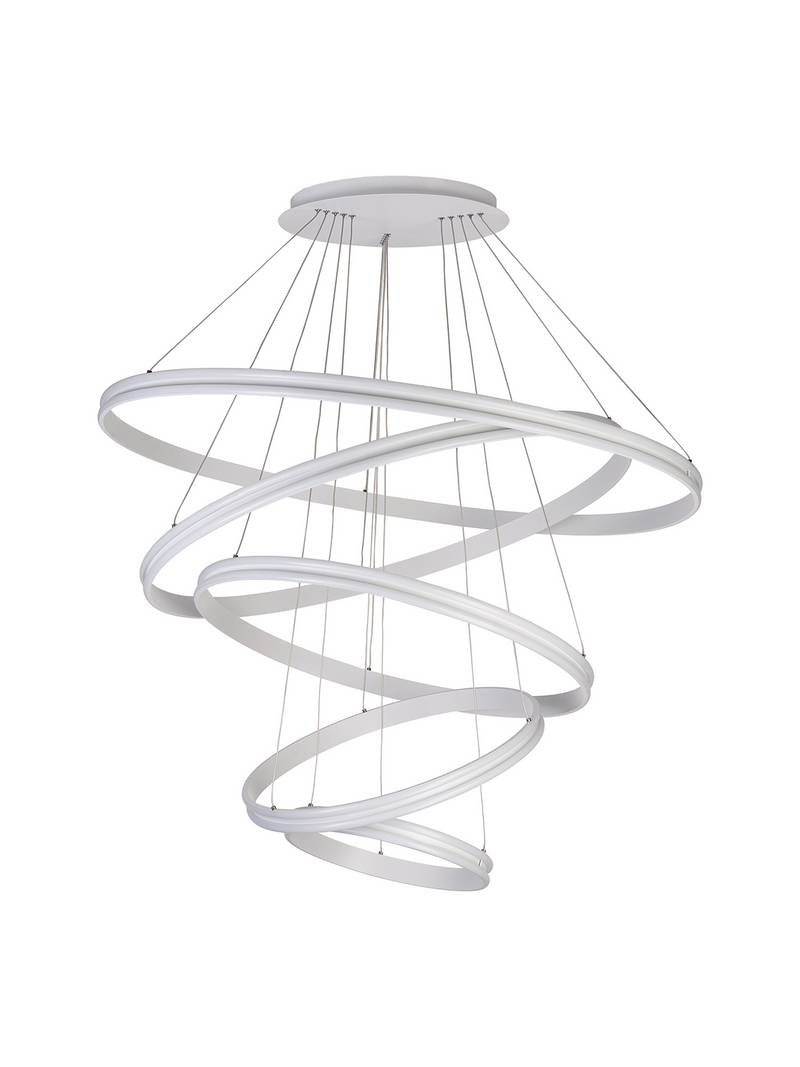 Load image into Gallery viewer, C-Lighting Circles Pendant, 5 Tier 150W LED, 4000K, 6800lm, Triac Dimmable, Matt White, 3yrs Warranty - 60841
