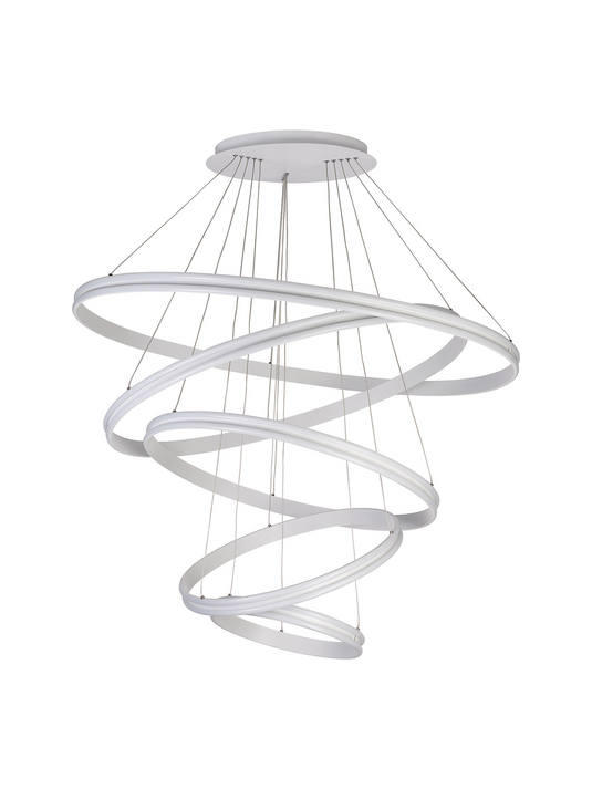 C-Lighting Circles Pendant, 5 Tier 150W LED, 4000K, 6800lm, Triac Dimmable, Matt White, 3yrs Warranty - 60841
