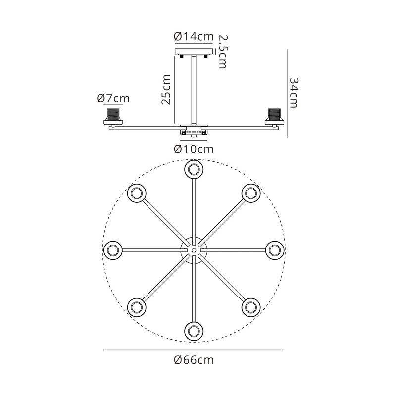 Load image into Gallery viewer, C-Lighting Budapest Antique Brass 8 Light Upward Semi Ceiling (FRAME ONLY), Suitable For A Vast Selection Of Glass Shades - 62288
