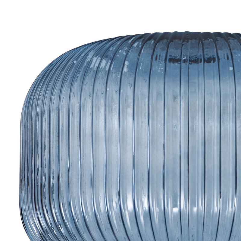 Load image into Gallery viewer, C-Lighting Chisel 25cm Pumpkin Shaped Ribbed Glass, Petrol Blue - 57231
