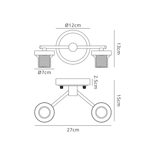 C-Lighting Budapest Satin Nickel 2 Light E27 Round Plate Wall Light (FRAME ONLY), Suitable For A Vast Selection Of Glass Shades - 62273