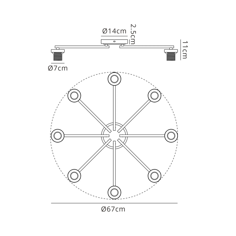 Load image into Gallery viewer, C-Lighting Budapest Satin Nickel 8 Light Flush Ceiling (FRAME ONLY, Suitable For A Vast Selection Of Glass Shades - 62277
