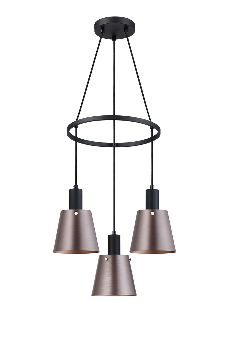 Load image into Gallery viewer, C-Lighting Hektor Ring Pendant With 16cm x 14cm Shade, 3 Light E27, Sand Black/Brown/Copper Metal Shade - 60905
