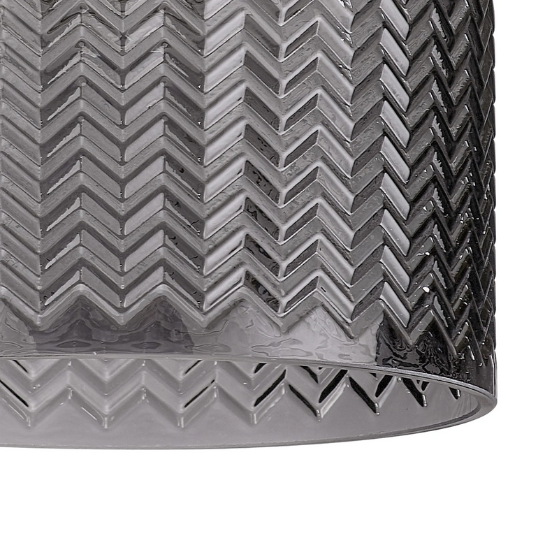 Load image into Gallery viewer, C-Lighting Budapest 170mm x 110mm Smoke Plated Chevron Pattern Drum Glass Shade - 61630
