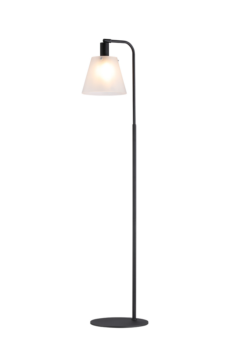 Load image into Gallery viewer, C-Lighting Hektor Floor Lamp With 23cm x 18cm Shade, 1 Light E27, Sand Black/Frosted White Glass Shade - 60827
