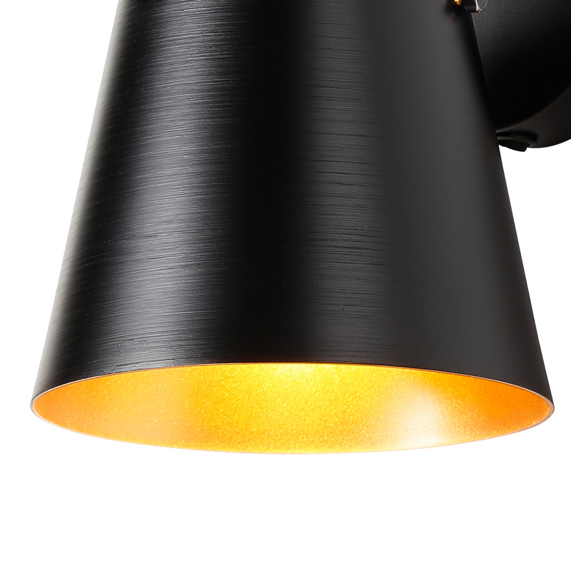 Load image into Gallery viewer, C-Lighting Hektor Wall Light Switched With 16cm x 14cm Shade, 1 Light E27, Sand Black/Black/Gold Metal Shade - 60825
