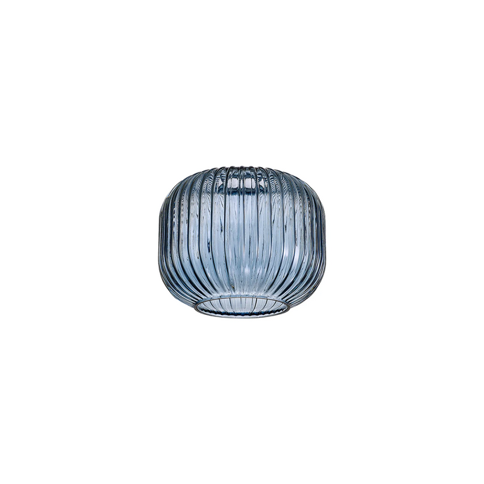 C-Lighting Chisel 16x13cm Pumpkin Shaped Ribbed Glass, Petrol Blue - 57246