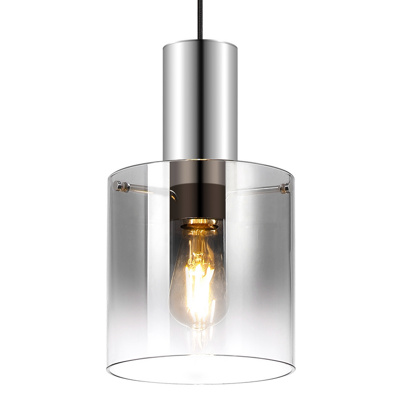 Load image into Gallery viewer, C-Lighting Bridge Single Pendant, 1 Light Adjustable E27, Polished Nickel/Black/Smoke Fade Glass - 61027
