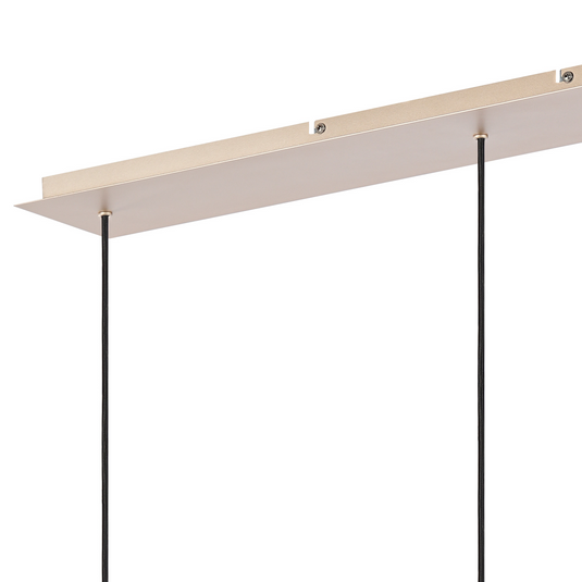 C-Lighting Bridge Ribbed Linear Pendant, 3 Light Adjustable E27, Light Gold/Smoke Wide Line Glass -