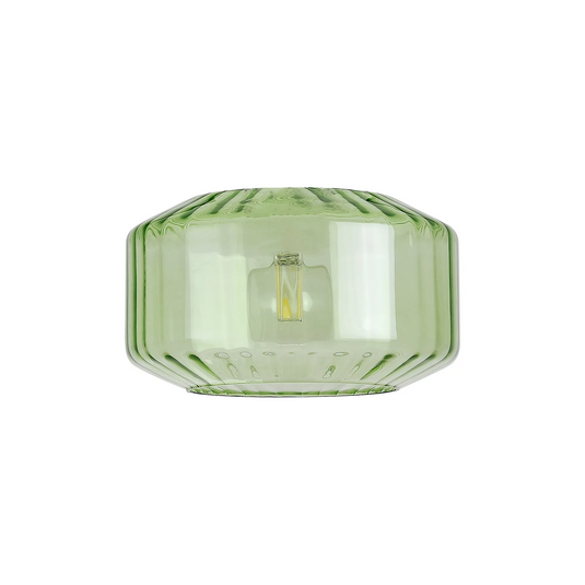 C-Lighting Budapest 300mm x 165mm Green Chamfered Round Rippled Glass Shade - 57098