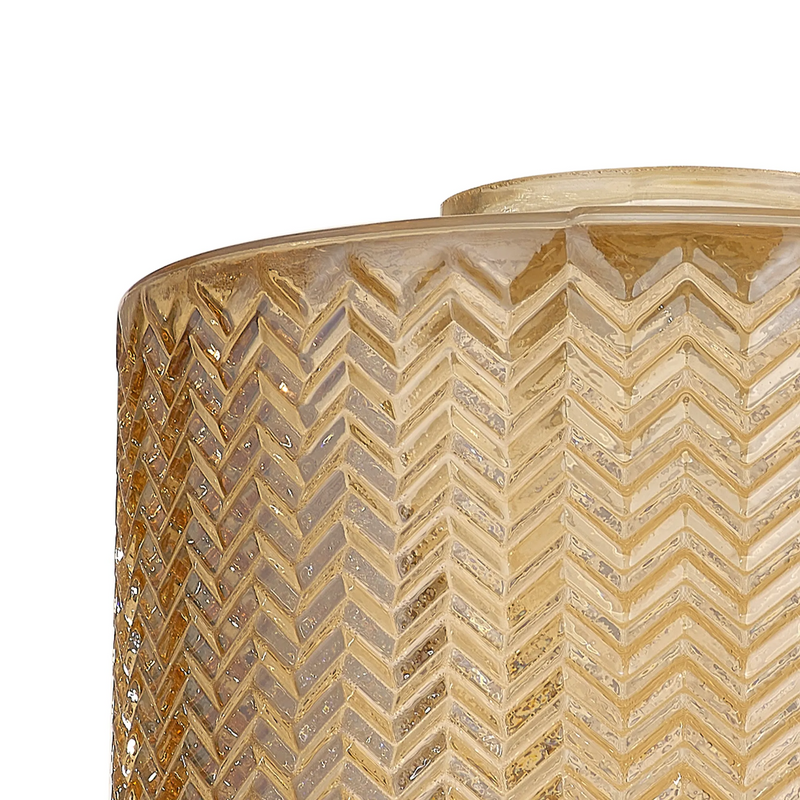 Load image into Gallery viewer, C-Lighting Budapest 170mm x 110mm amber Plated Chevron Pattern Drum Glass Shade - 61628
