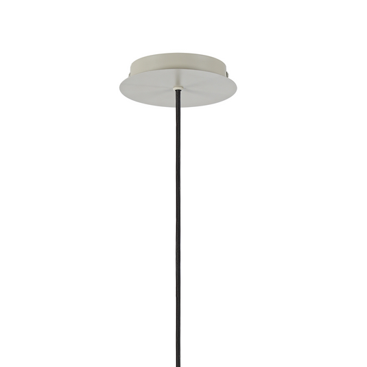 C-Lighting Bridge Ribbed Single Pendant, 1 Light Adjustable E27, Painted Beige/Frosted Wide Line Glass -