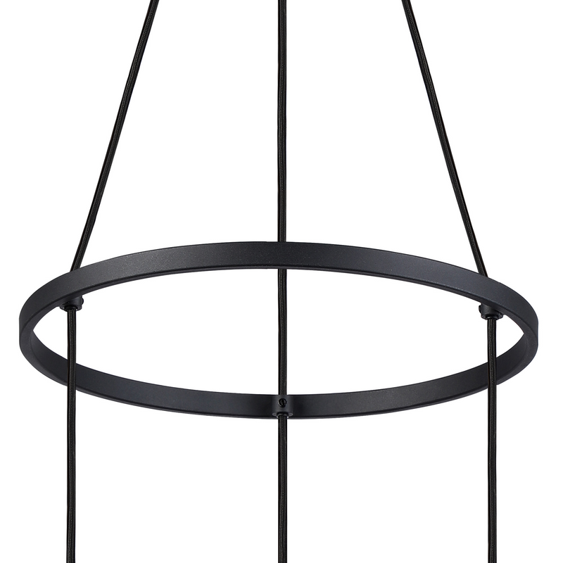 Load image into Gallery viewer, C-Lighting Hektor Ring Pendant With 16cm x 14cm Shade, 3 Light E27, Sand Black/Black/Gold Metal Shade - 60904
