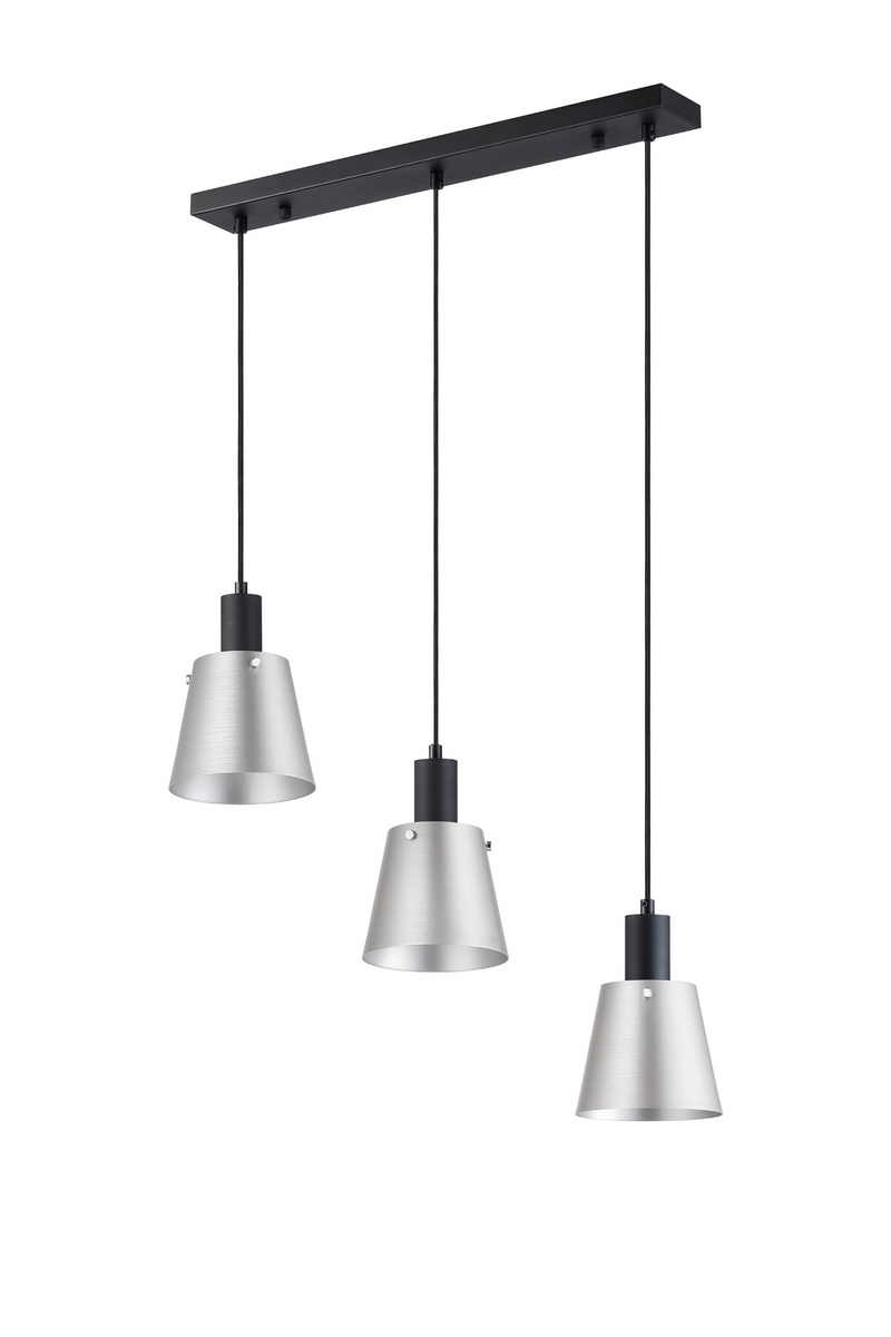 Load image into Gallery viewer, C-Lighting Hektor Linear Pendant With 16cm x 14cm Shade, 3 Light E27, Sand Black/Light Grey/Silver Metal Shade  - 60877
