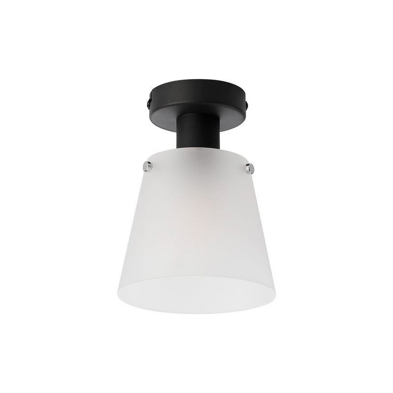 Load image into Gallery viewer, C-Lighting Hektor Ceiling Light With 16cm x 14cm Shade, 1 Light E27, Sand Black/Frosted White Glass Shade - 60849
