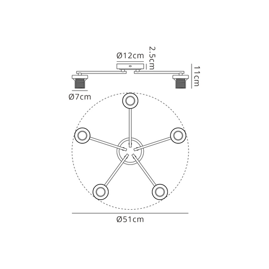 C-Lighting Budapest Satin Nickel 5 Light Flush Ceiling (FRAME ONLY, Suitable For A Vast Selection Of Glass Shades - 62275