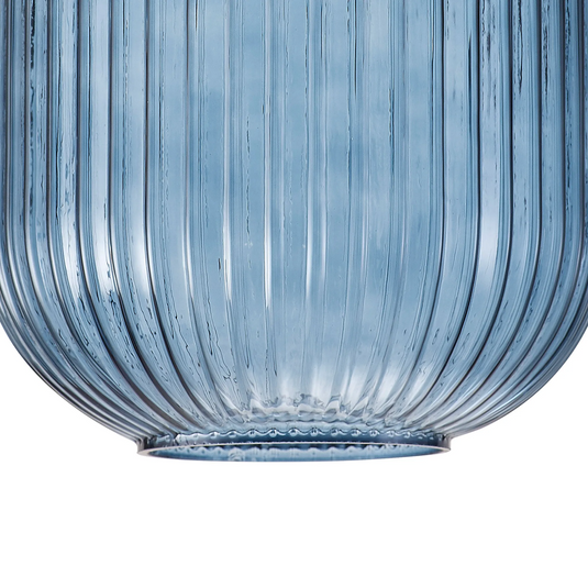 C-Lighting Chisel 20cm Tubular Ribbed Glass, Petrol Blue - 42744