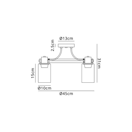 C-Lighting Moles 45cm Round Semi Flush Ceiling 3 Light E27, Brown Oxide/Gold Bronze With Clear Glass Shades - 60941