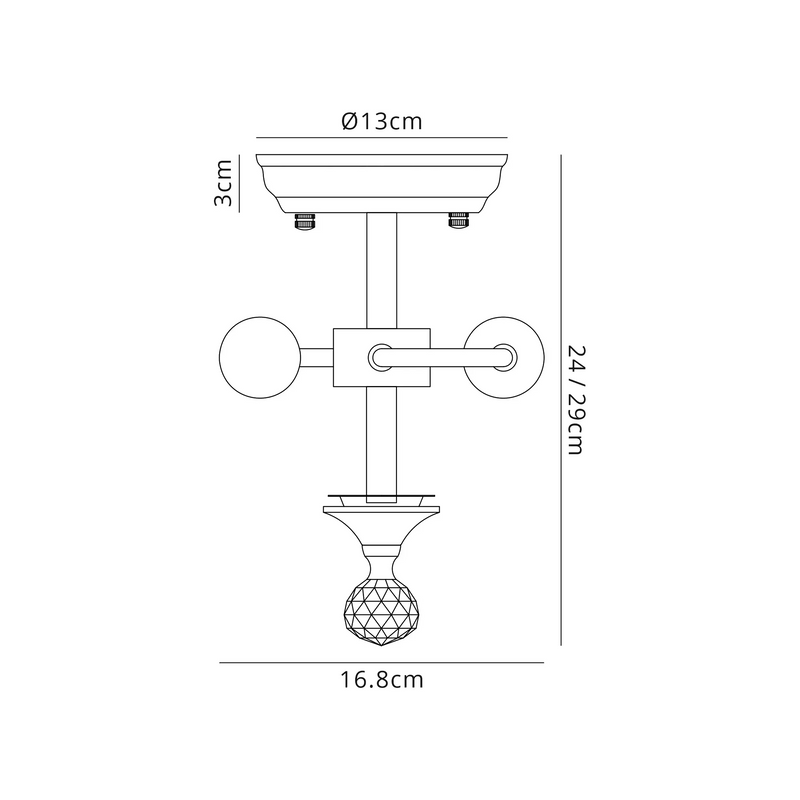 Load image into Gallery viewer, C-Lighting Nash 16.8cm Semi Flush Ceiling Light (FRAME ONLY), 2 x E27, Polished Nickel - 42471
