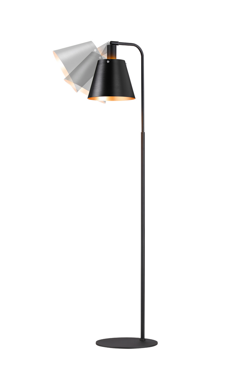 Load image into Gallery viewer, C-Lighting Hektor Floor Lamp With 23cm x 18cm Shade, 1 Light E27, Sand Black/Black/Gold Metal Shade - 60831
