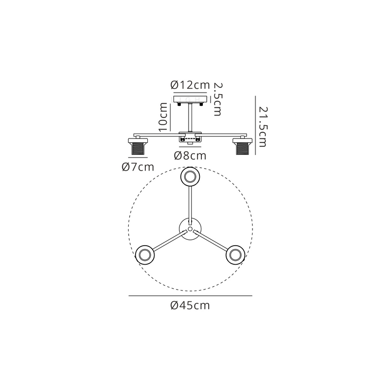 Load image into Gallery viewer, C-Lighting Budapest Satin Black 3 Light Downward Semi Ceiling (FRAME ONLY), Suitable For A Vast Selection Of Glass Shades - 62297
