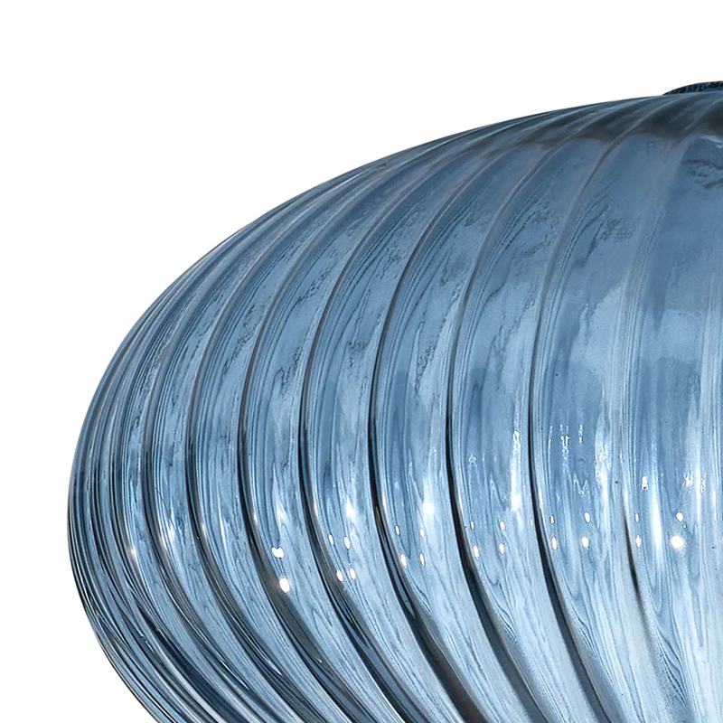 Load image into Gallery viewer, C-Lighting Chisel 20cm Oval Sphere Ribbed Glass, Petrol Blue - 52103
