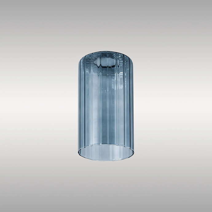 C-Lighting Budapest 100mm x 180mm Petrol Blue Ribbed Slim Tube Glass Shade - 61985