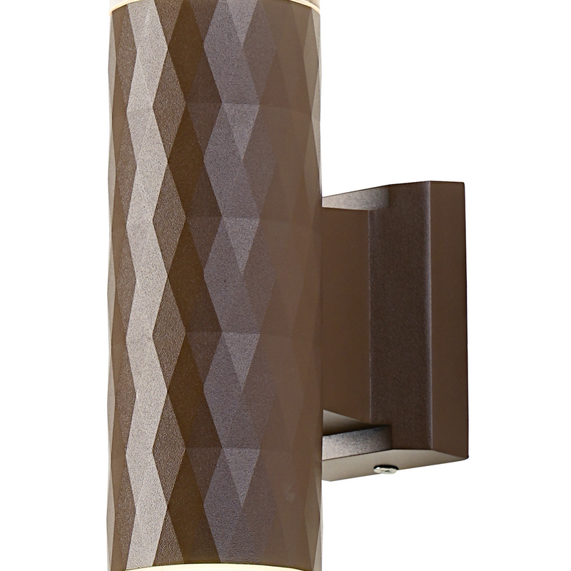 Load image into Gallery viewer, C-Lighting Carolina Diamond Line Wall Lamp With X Pattern Acrylic Shade, 2 x GU10, IP54, Dark Brown/Clear/Frosted - 59545
