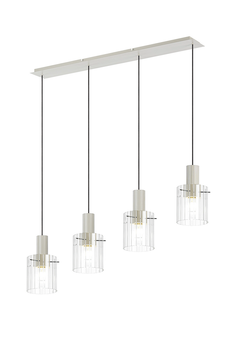 Load image into Gallery viewer, C-Lighting Bridge Ribbed Linear Pendant, 4 Light Adjustable E27, Painted Beige/Clear Wide Line Glass -
